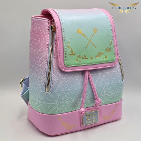 Loungefly Wicked Glinda Elphaba Iridescent Ombré Icons Mini Backpack Bag New - Picture 3 of 9